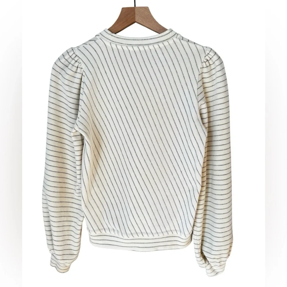 Ganni Women’s Rainbow Metallic Striped Ivory Hawley Velvet Retro Top Sz S